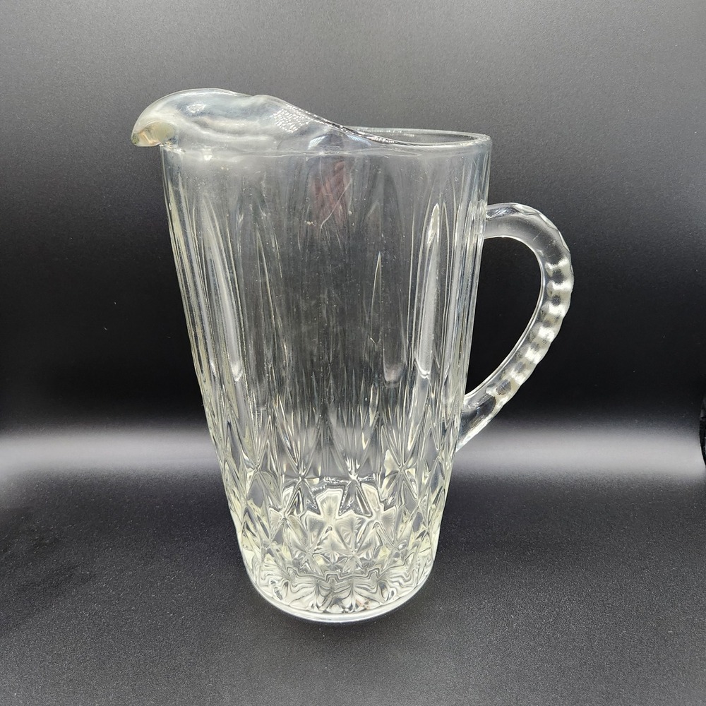 Beautiful Vintage Heavy Glass Pitcher